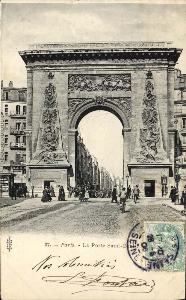 Paris - A Porta Saint-Denis — editor anônimo, n° 37 - Frente