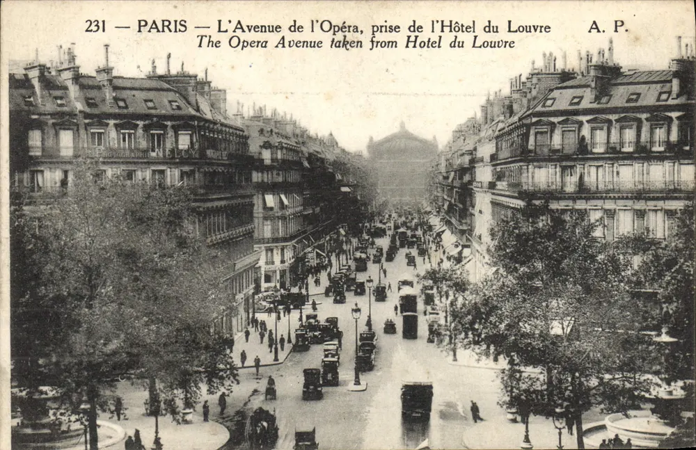 Paris — Avenue de l'Opéra, Ansicht vom Hôtel du Louvre — A. P. - Vorderseite