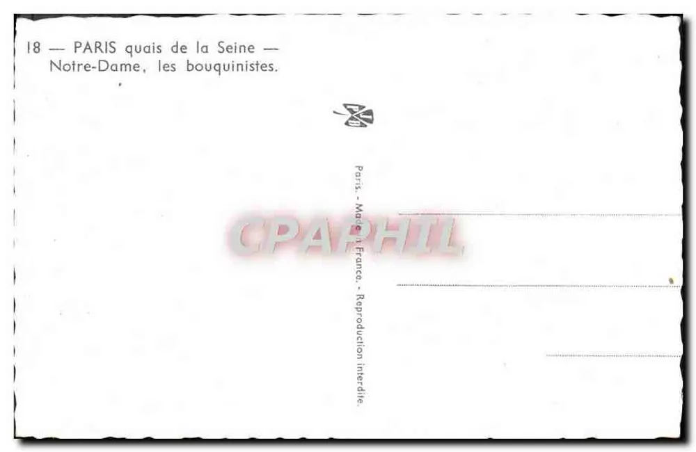 Paris — Quais de la Seine — Notre-Dame, die Buchhändler. - Rückseite