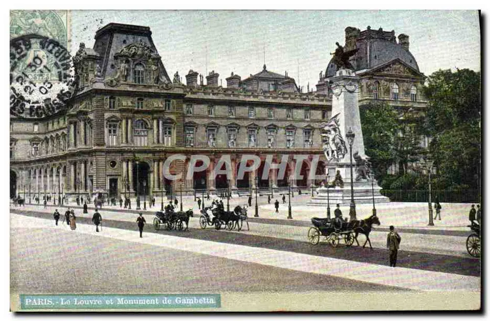 París - El Louvre y Monumento de Gambetta — S. editor, 1914 - Anverso