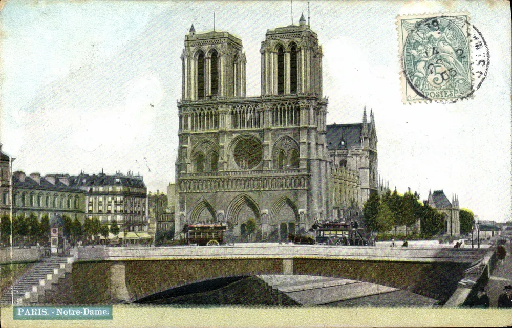 Paris - Notre-Dame — vista da catedral com o ponte au Change — editor S. editor (1000) - Frente