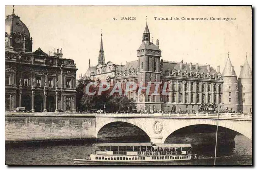 París — Tribunal de Comercio y Conciergerie — editor París - Anverso