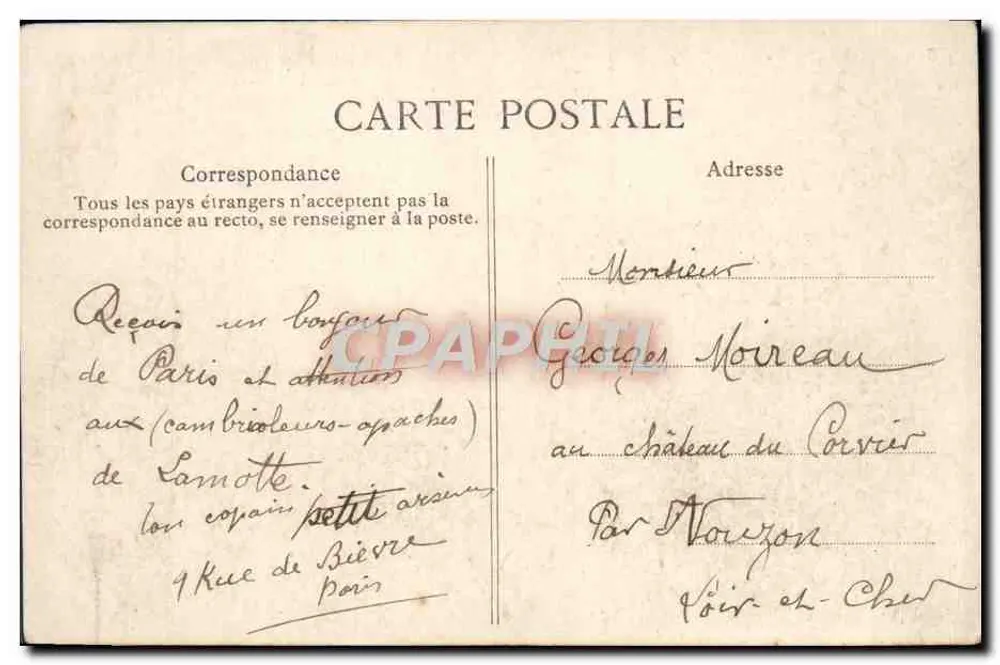 PARIS — Panorama, tirado do Ópera — B 19, editor desconhecido - Verso
