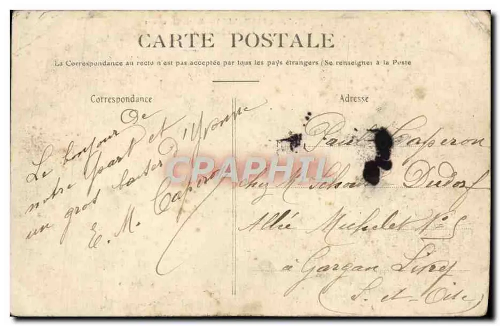 Buttes Chaumont — Le Pont Suspendu — Éditeur E. V. 62, Paris (XIXe) - Rückseite