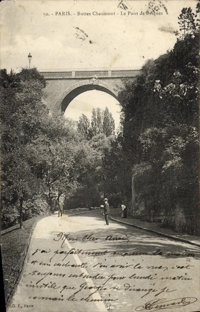 París - Buttes Chaumont - El Puente de Ladrillos — G. I., París, n°50 - Anverso