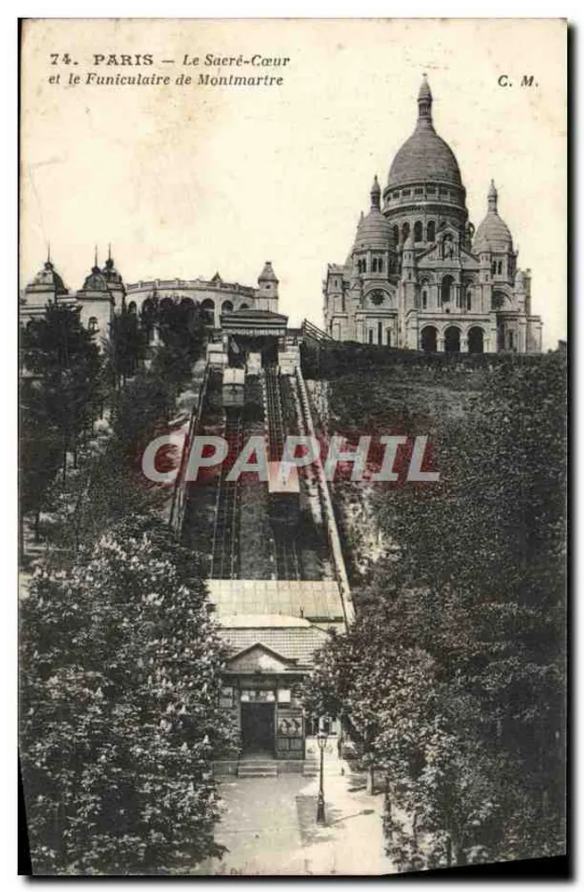 Paris — Der Sacré-Cœur und der Montmartre-Funicular — C. M. n°74 - Vorderseite