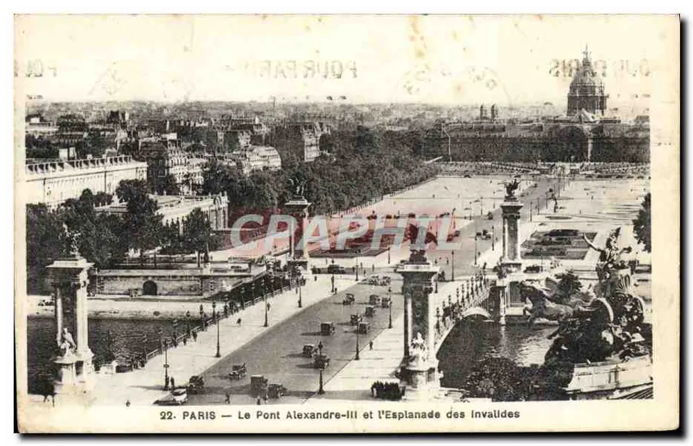Paris — Le Pont Alexandre-III et l'Esplanade des Invalides — Éditeur : Paris, n°22 - Recto