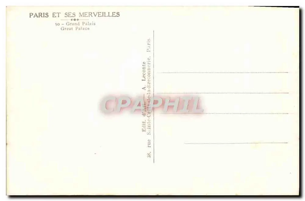 Grand Palais — Paris — Verleger A. Leconte - Rückseite