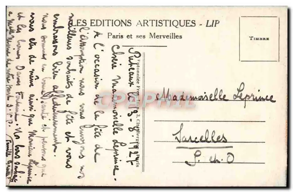 Igreja de São Vicente de Paulo — Paris — Éditions Artistiques LIP n°116 - Verso
