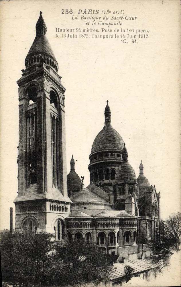 Paris (18. Arrondissement) — Die Basilika des Heiligen Herzens und der Glockenturm — C. M. - Vorderseite