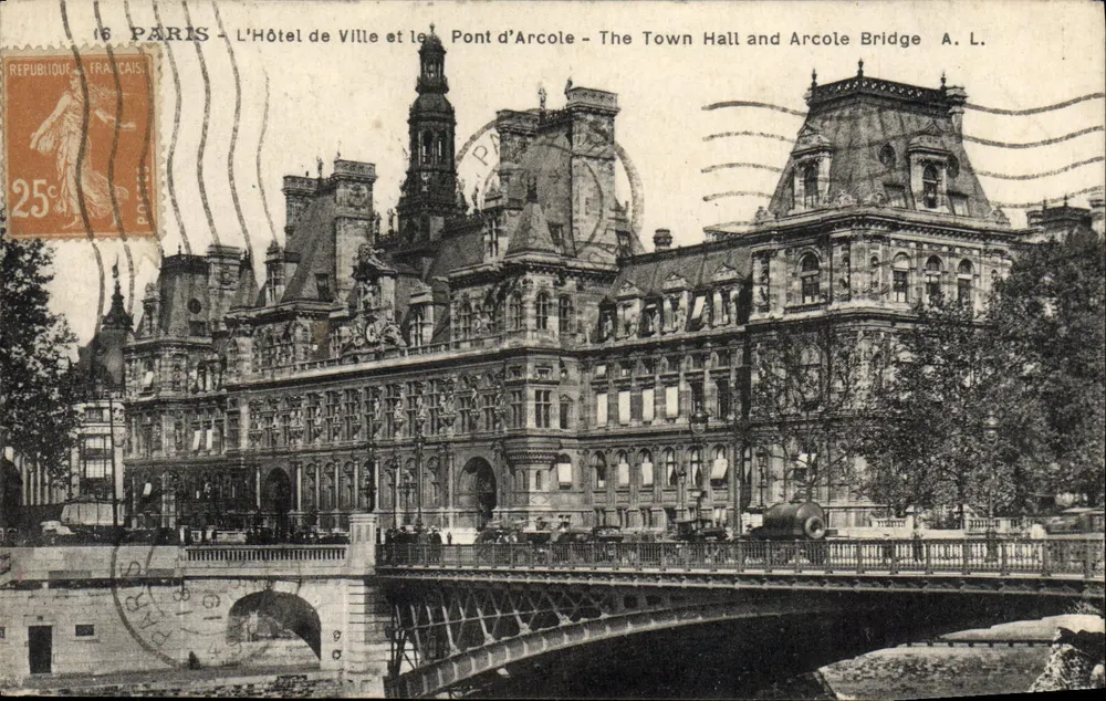 Paris - Das Rathaus und die Brücke Arcole A.L. - Vorderseite