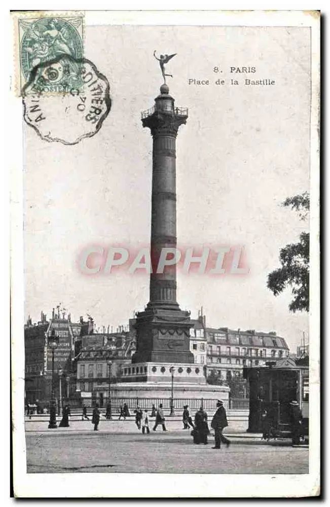 Place de la Bastille — Coluna da Bastilha — editor anônimo, n°8 - Frente