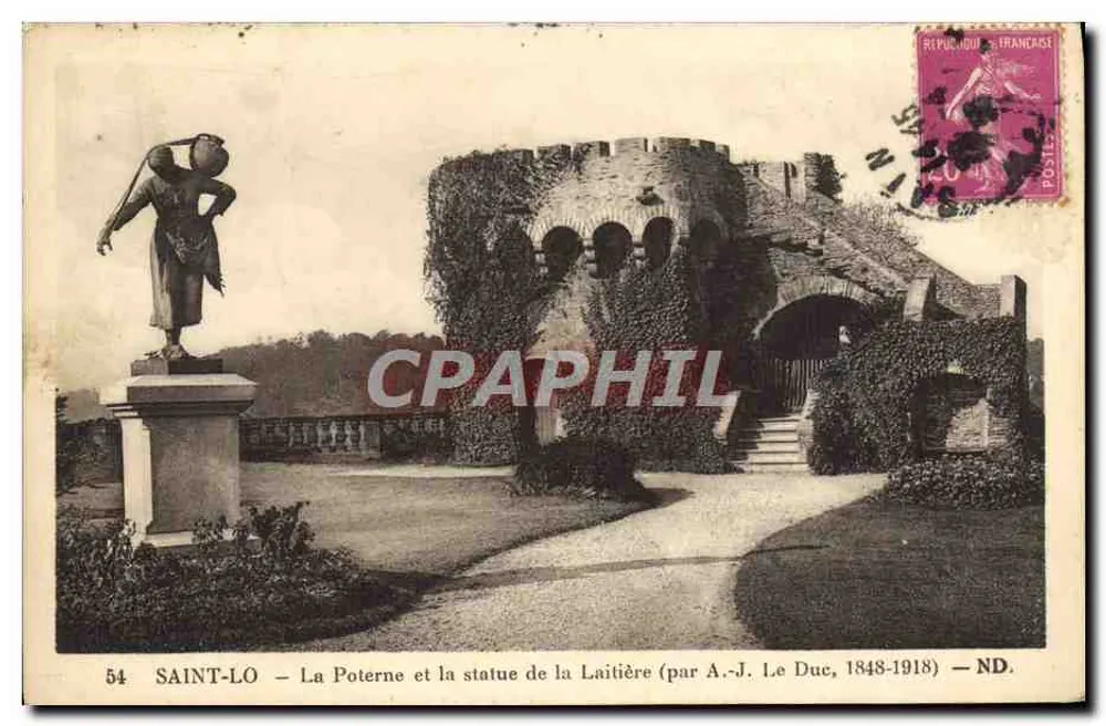Saint-Lô — Die Pforte und die Statue der Milchmaid (von A.-J. Le Duc, 1848-1918) — ND. - Vorderseite