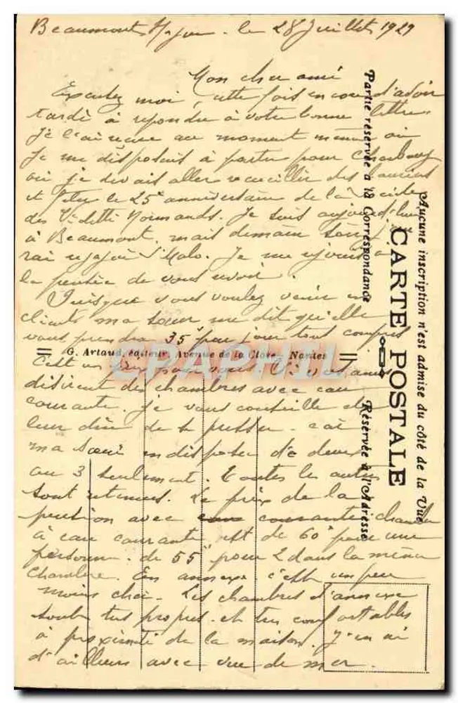 Cherbourg — Ansicht der Mont Roule und des öffentlichen Gartens — unbekannter Verlag, Nr. 22 - Rückseite