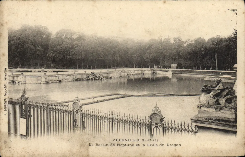 Versailles (S.-et-O.) — Der Neptun-See und das Drachen-Gitter — A. BOURDIER, Verlag Versailles - Vorderseite