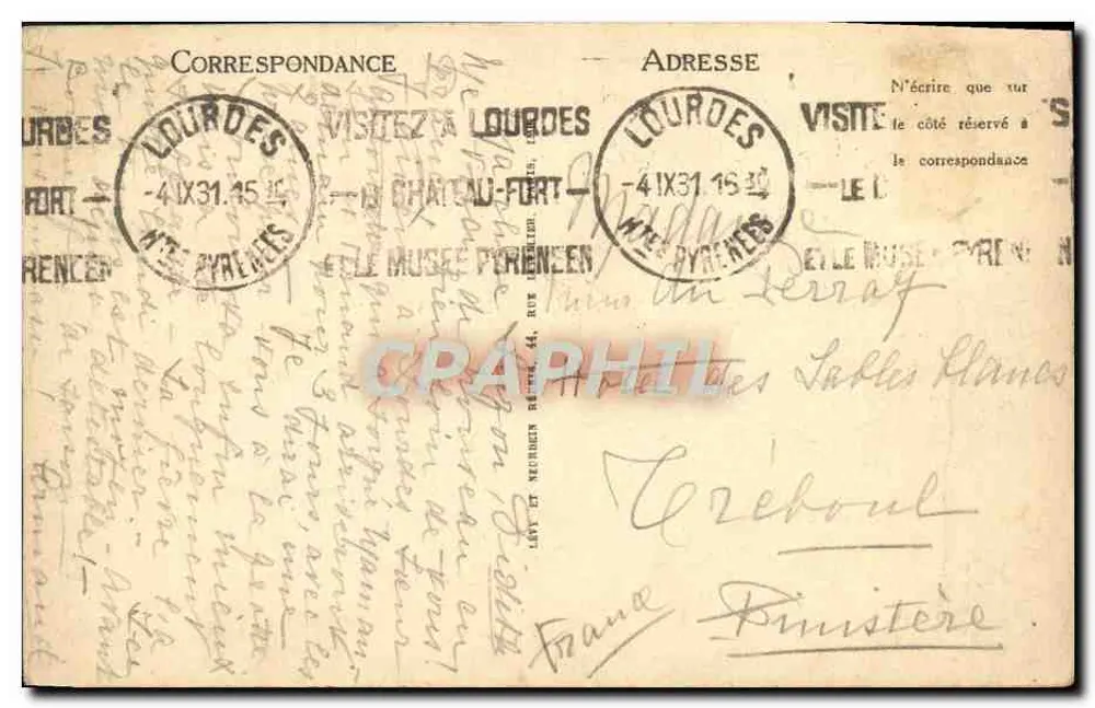 Lourdes — Les Piscines — Le Gave devant la Grotte — LL — n° 348 - Verso