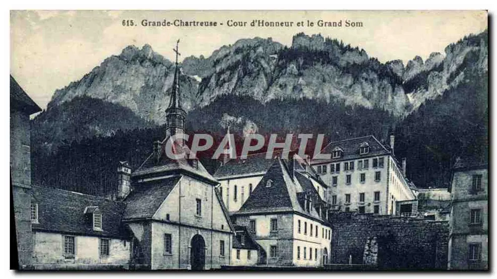 Grande-Chartreuse — Cour d'Honneur und der Grand Som — Verlag Bourcier, Grenoble, n° 38 - Vorderseite