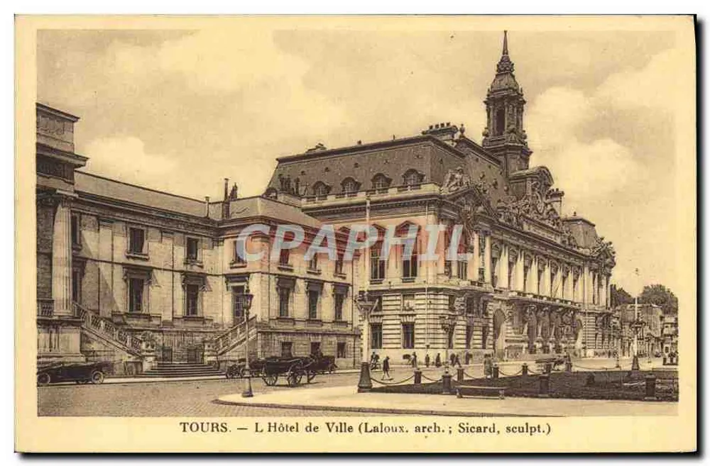 Tours — O Hotel de Ville (Laloux, arq.; Sicard, escult.) - Frente