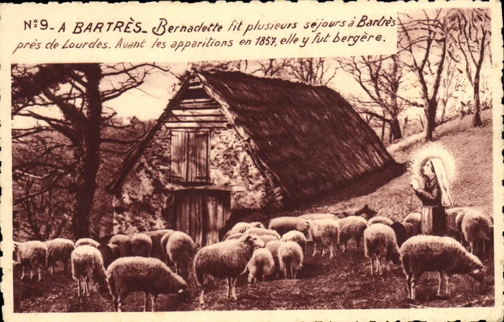 Bartres — Bernadette foi pastora antes das aparições — Maison Bernadette, edição Doucet Lourdes, n°9 - Frente