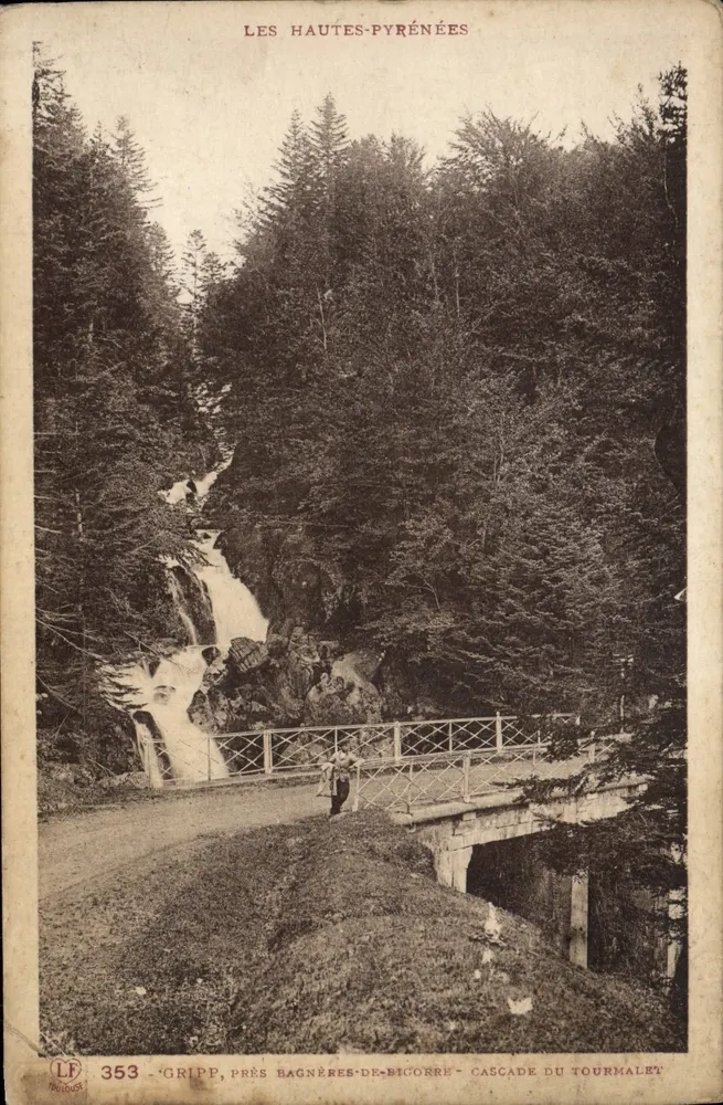 Griff, nahe Bagnères-de-Bigorre — Tourmalet-Wasserfall — Phototypie Labounou, Toulouse, n°353 - Vorderseite