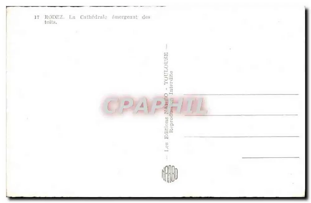 Rodez — A Catedral emergindo dos telhados — Les Éditions NABRO - TOULOUSE - Verso