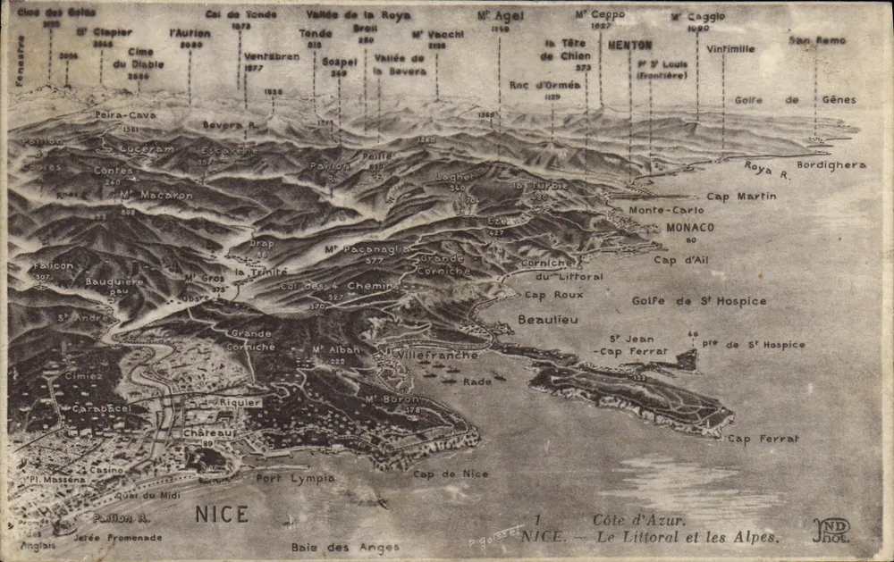 Côte d'Azur und die Alpen — Nice, Menton, Monaco — ND Hot. - Vorderseite