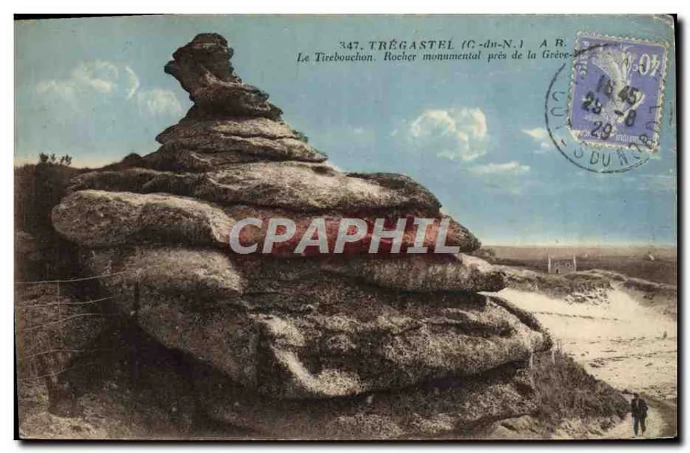 Trégastel (C.-du-N.) — El Tapón, roca monumental cerca de la Grève — A.B. n°347 - Anverso