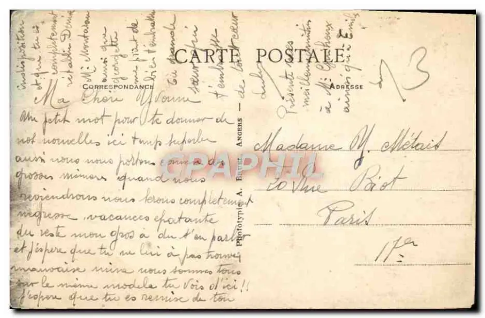 Trégastel (C.-du-N.) — El Tapón, roca monumental cerca de la Grève — A.B. n°347 - Reverso