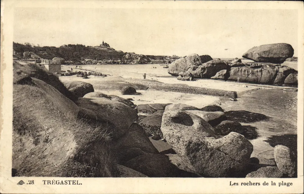 Trégastel — Uitzicht op de rotsen van de strand — Onbekende uitgever, nr. 28 - Voorkant