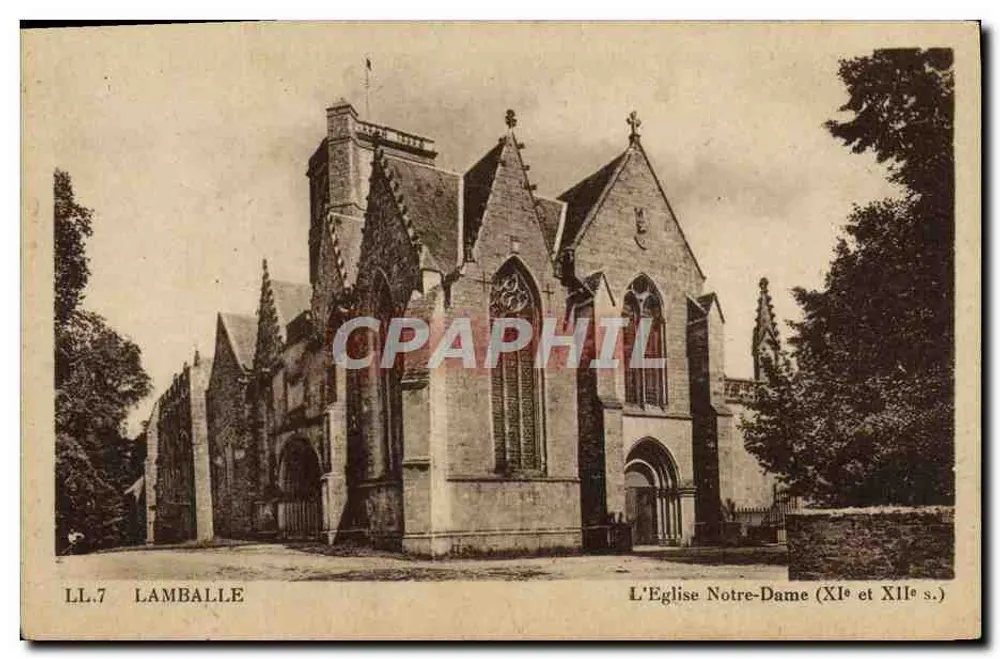 Lamballe — La Iglesia de Notre-Dame (siglos XI y XII) — LL.7 — Editor: Arts Mécaniques Paris - Anverso