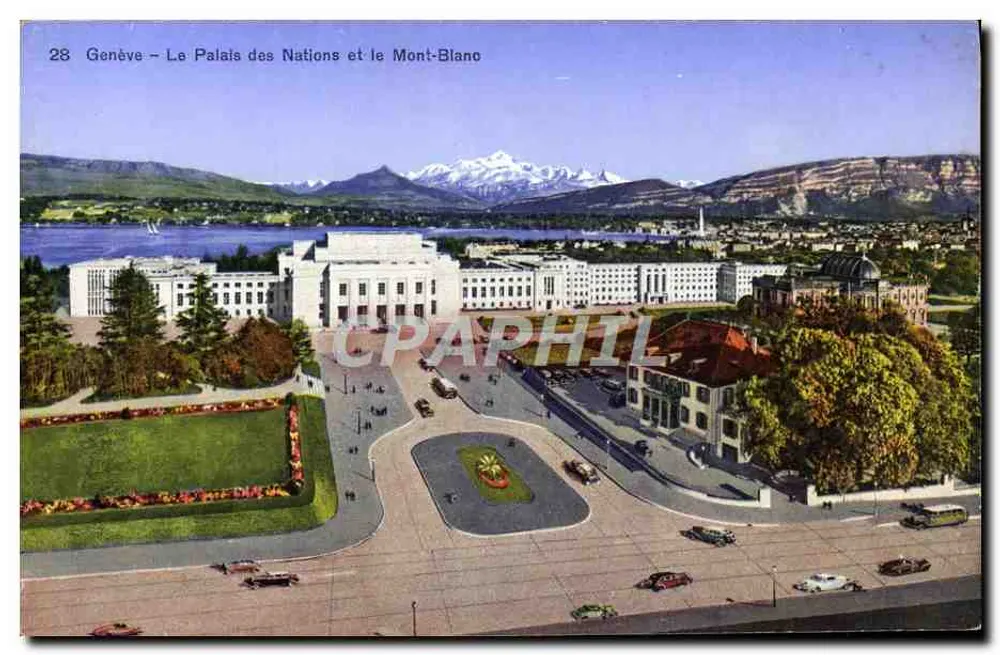 Genf — Das Palais der Nationen und der Mont-Blanc — Edition Jaeger Genf - Vorderseite