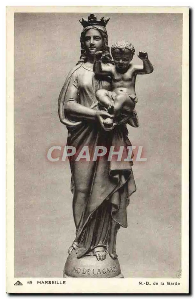 N.-D. de la Garde — estátua em Marselha — editor Cie des Arts Photomécaniques, Strasbourg - Frente