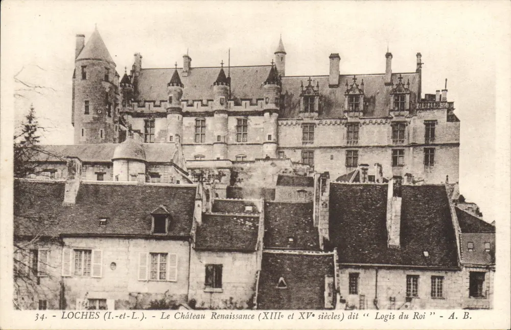 Loches (Loire-et-Loire) — Der Renaissance-Burg (13. und 15. Jahrhundert) genannt "Logis du Roi" — A. B. - Vorderseite