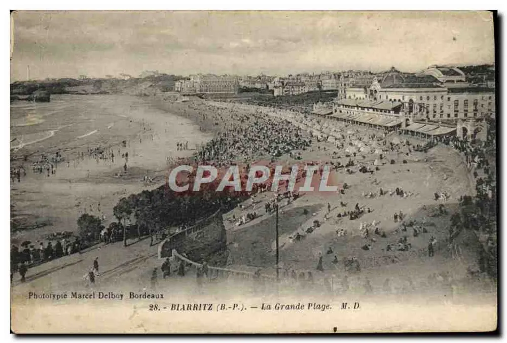 Biarritz (B.-P.) — A Grande Praia — Fototipia Marcel Delboy Bordeaux, n°28 - Frente