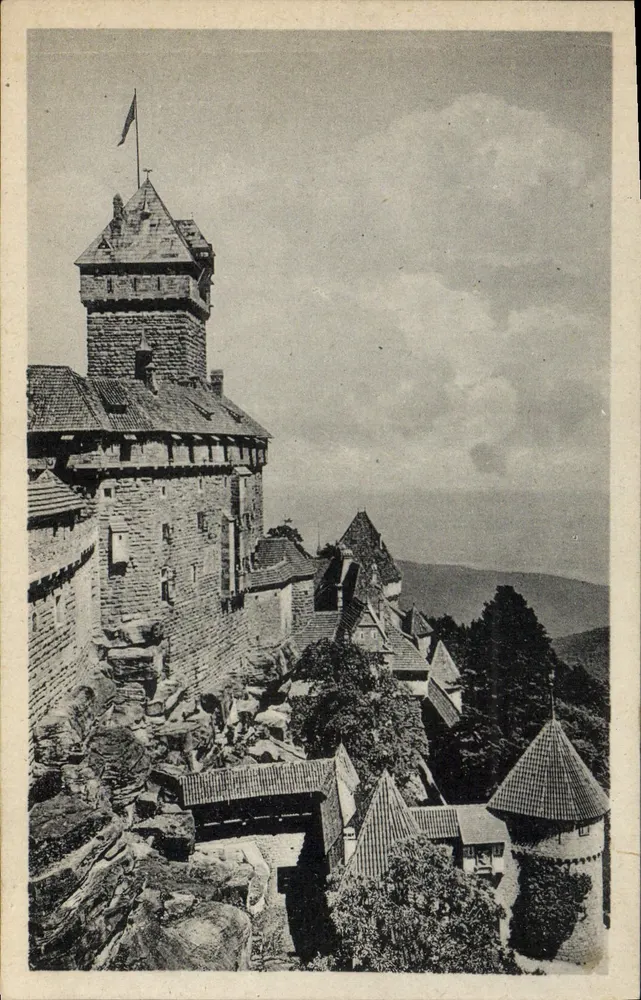 Schloss Haut-Kœnigsbourg — Ansicht vom Großen Bastion — Verlag Jul. Manias & Dr. Straßburg-Schiltigheim - Vorderseite