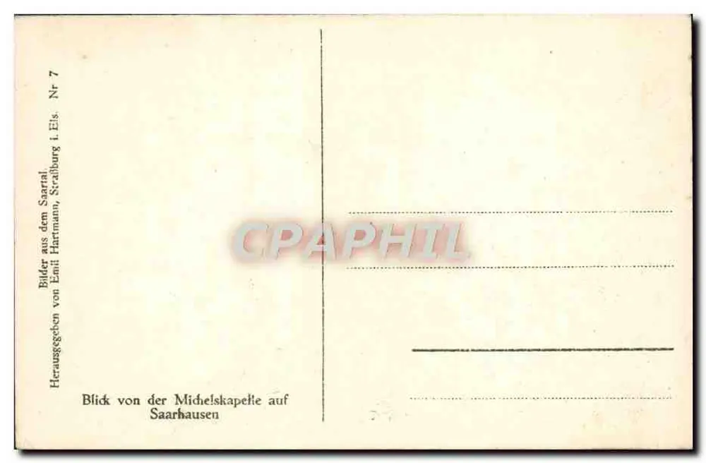Ausblick auf Saarhausen — von der Kapelle Michelskapelle — Verlag Emil Hartmann, Serie Nr. 7 - Rückseite