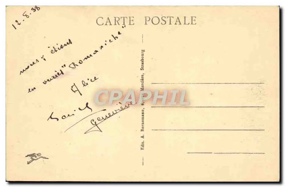 Estrasburgo - Ponte São Nicolau — editor A. Borremann, n° 1016 - Verso