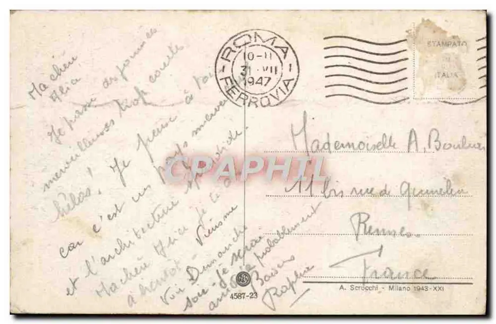 रोमा - कैयो केस्टियो की पिरामिड — प्रकाशक ए. स्क्रुची, मिलान 1943-XXI - पीछे
