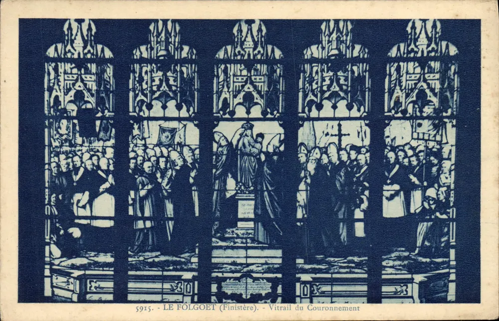 Le Folgoët (Finistère) — Vitral do Coroamento — Editor: Edições Artísticas Helio, n° 5915 - Frente