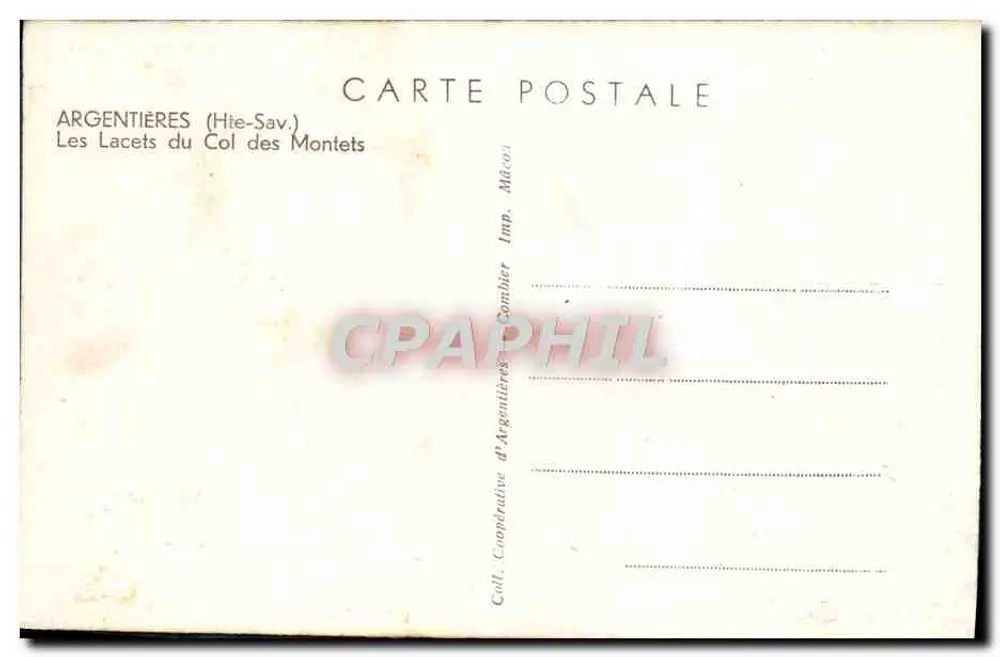 Os Curvas do Col do Montets — Argentières (Alta Saboia) — Imp. Combier - Verso