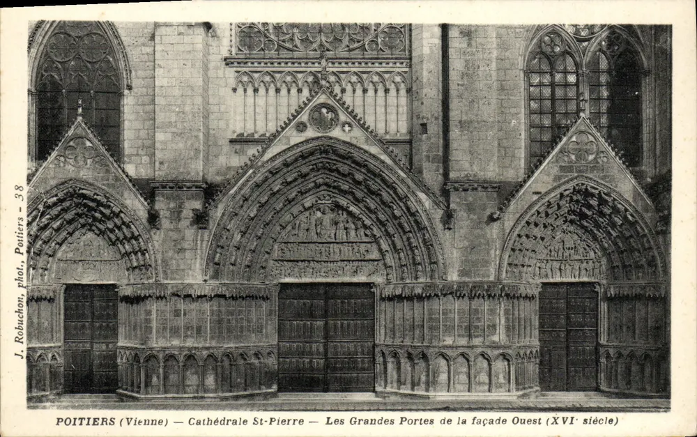 Poitiers (Vienne) — Kathedrale St-Pierre — Die Großen Türen der Westfassade (16. Jahrhundert) — J. Robuchon, phot. Poitiers - 38 - Vorderseite