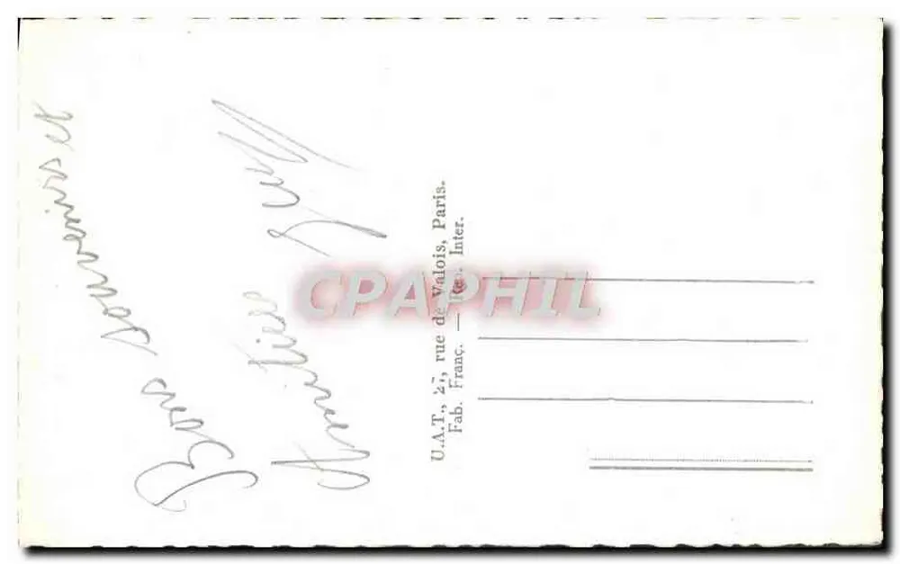 PARIS — O Arco do Triunfo — U.A.T., 27 rue de Valois, Paris - Verso