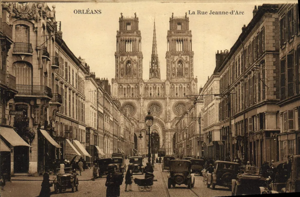 Orléans — A Rue Jeanne-d'Arc com a catedral — editor L. Lenormand, Orléans - Frente