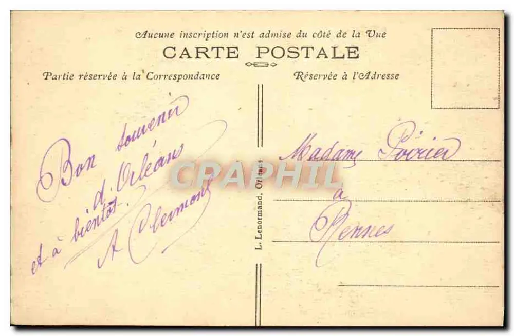 Orléans — A Rue Jeanne-d'Arc com a catedral — editor L. Lenormand, Orléans - Verso