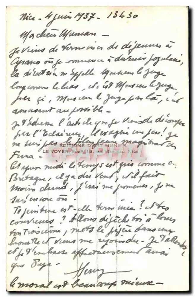 Nice - Promenade des Anglais — Munier n°255 - Verso