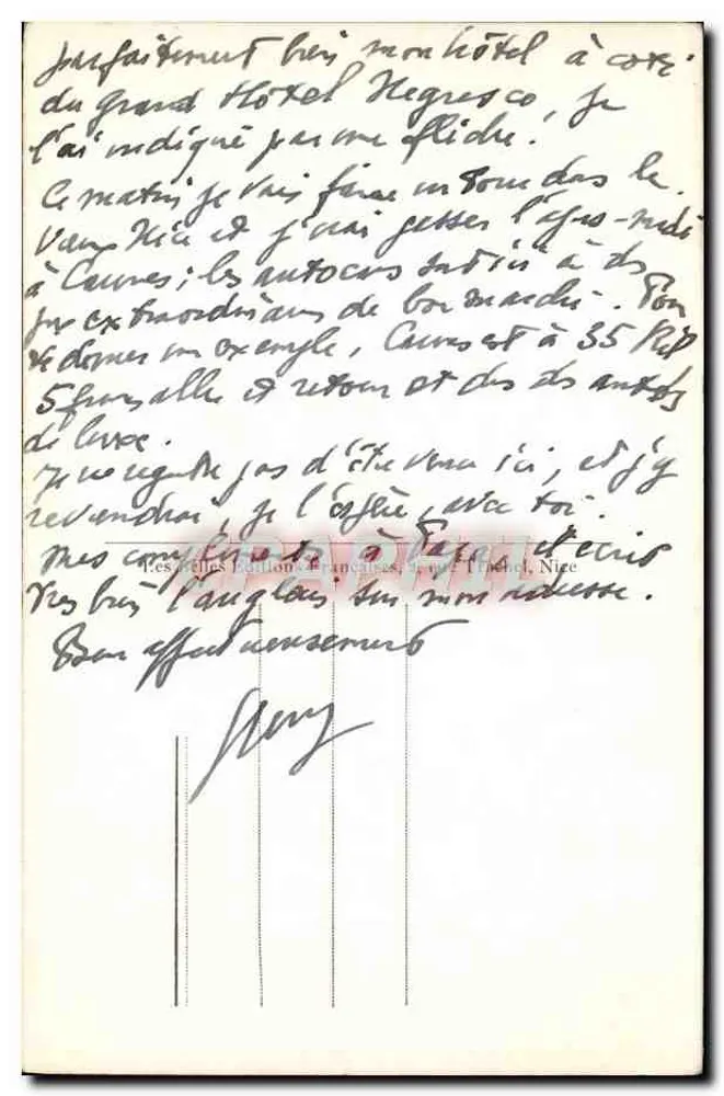 Nice - A Promenade dos Ingleses — Ruhl Place — editor AHS, n° 490 - Verso