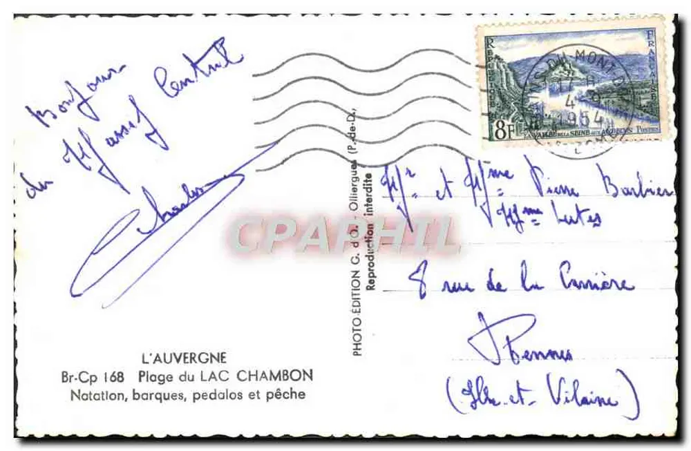Plage du Lac Chambon — Auvergne — Édition G. d'O. - Rückseite