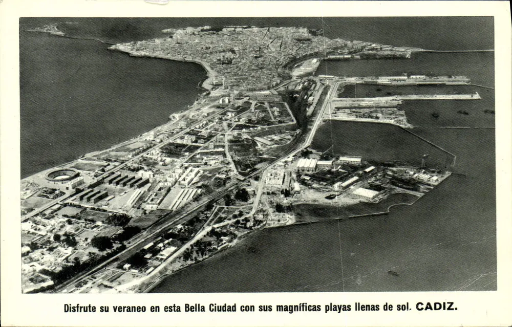 Cadiz — Luftbild — Comisión Municipal de Fiestas y Propaganda - Vorderseite