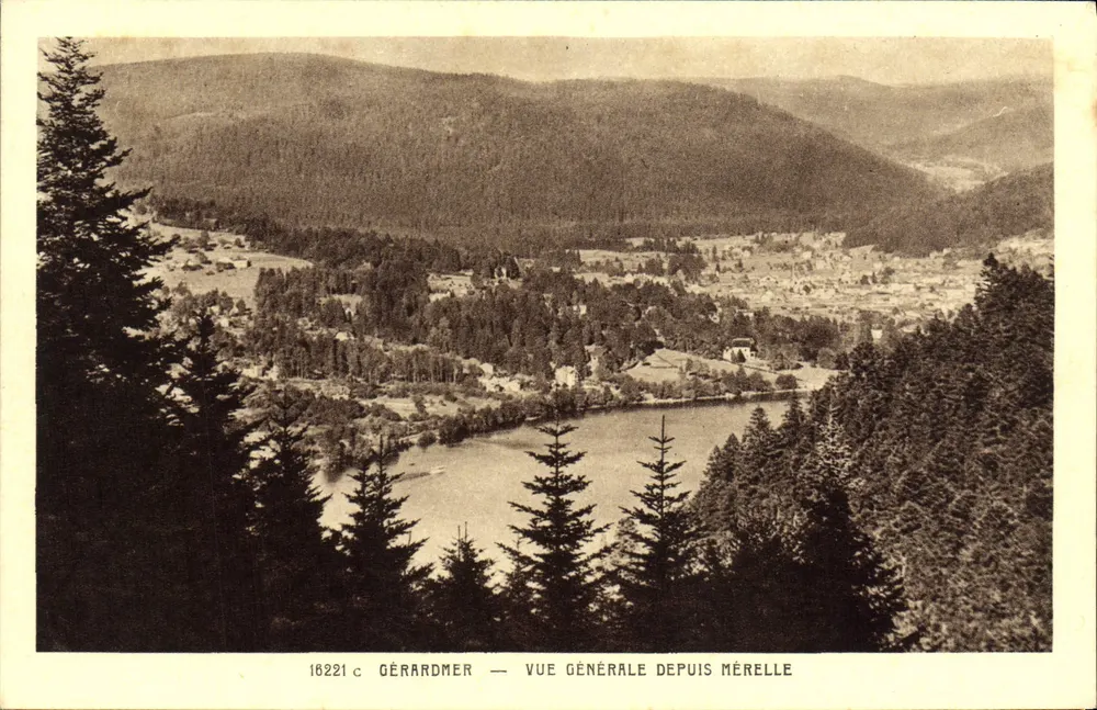 Gérardmer — Visão geral a partir de Mérelle — editor La Cigogne, n° 16221c - Frente