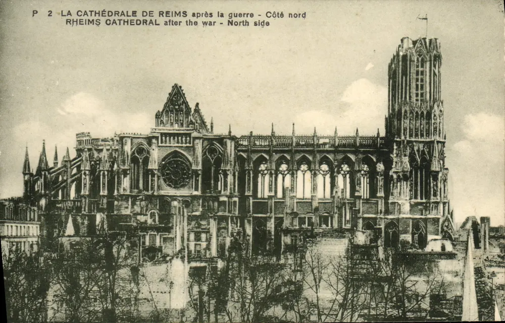 Kathedrale von Reims — nach dem Krieg — nördliche Seite — Edition Reims - Vorderseite